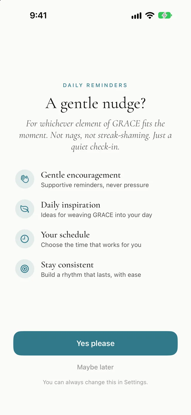 Reminders: 'Not nags, not streak-shaming. Just a quiet check-in.'
